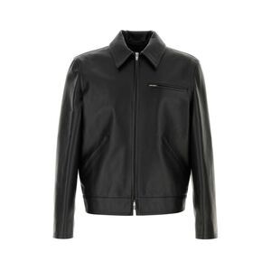 Jil Sander Men Black Leather Jacket